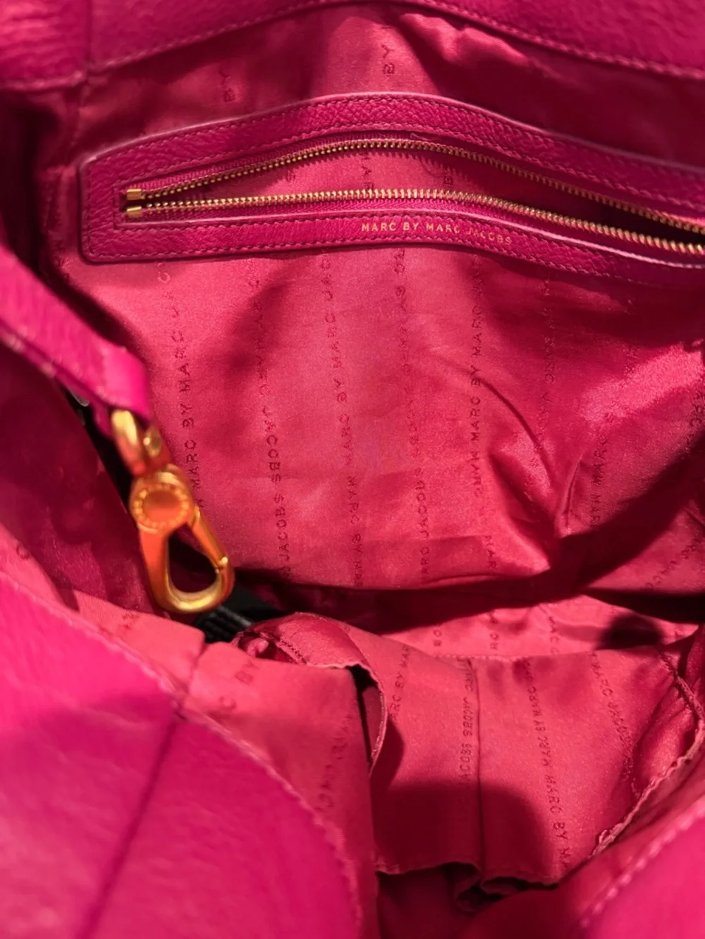 Marc Jacobs Hot Pink Pebbled Leather Tote with Gold Hardware